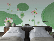 3D Watercolor Lotus Leaf Wall Mural Wallpaper LQH 88- Jess Art Decoration