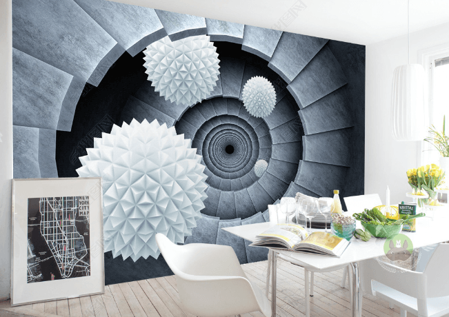 3D Rotating Stairs Wall Mural Wallpaper LQH 9- Jess Art Decoration
