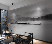 3D Hand Drawn Grey Forest Lake Landscape Wall Mural Wallpaper LQH 150- Jess Art Decoration