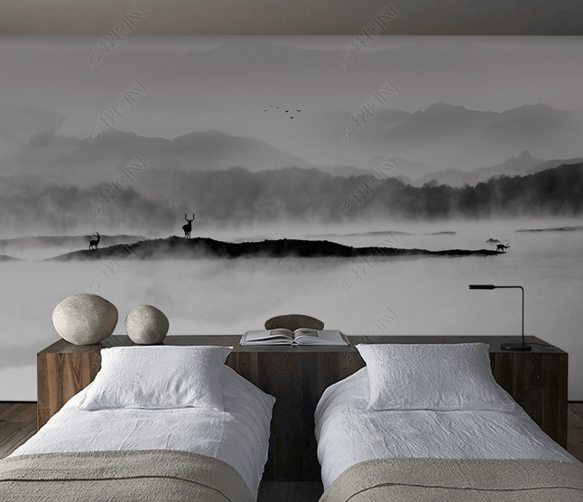 3D Hand Drawn Grey Forest Lake Landscape Wall Mural Wallpaper LQH 150- Jess Art Decoration