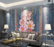 3D Pink Floral Wood Board Texture Wall Mural Wallpaper LQH 15- Jess Art Decoration