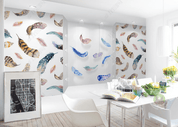 3D Hand Drawn Color Feather Wall Mural Wallpaper LQH 301- Jess Art Decoration