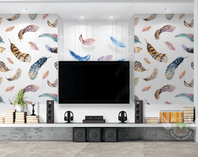3D Hand Drawn Color Feather Wall Mural Wallpaper LQH 301- Jess Art Decoration