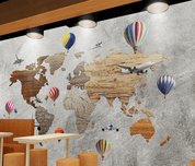 3D Retro Map Hot Air Balloon Wall Mural Wallpaper LQH 111- Jess Art Decoration