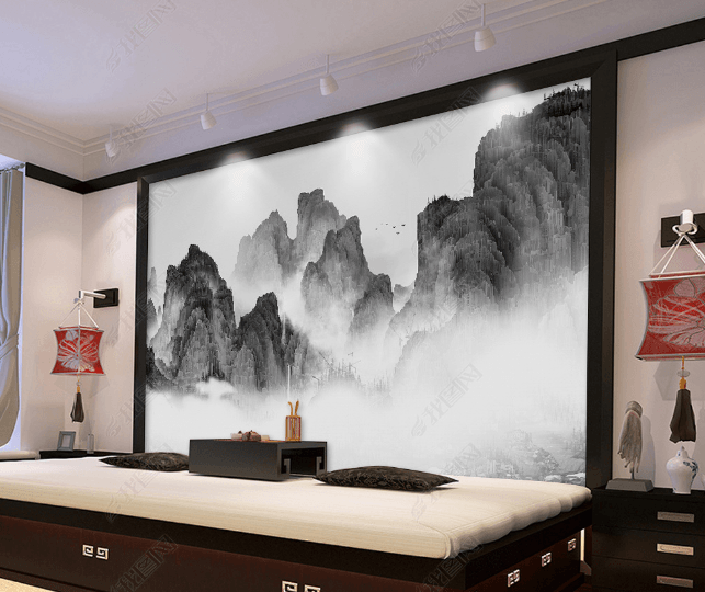 3D Watercolor Mountain Landscape Wall Mural Wallpaper LQH 178- Jess Art Decoration