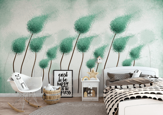 3D Hand Drawn Green Woods Wall Mural Wallpaper LQH 157- Jess Art Decoration