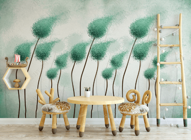 3D Hand Drawn Green Woods Wall Mural Wallpaper LQH 157- Jess Art Decoration