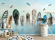 3D Sea Color Feather Wall Mural Wallpaper LQH 61- Jess Art Decoration