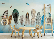 3D Sea Color Feather Wall Mural Wallpaper LQH 61- Jess Art Decoration