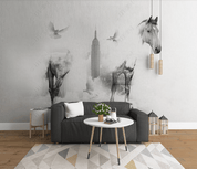 3D Abstract Grey Horse Wall Mural Wallpaper LQH 35- Jess Art Decoration