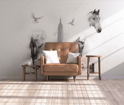 3D Abstract Grey Horse Wall Mural Wallpaper LQH 35- Jess Art Decoration