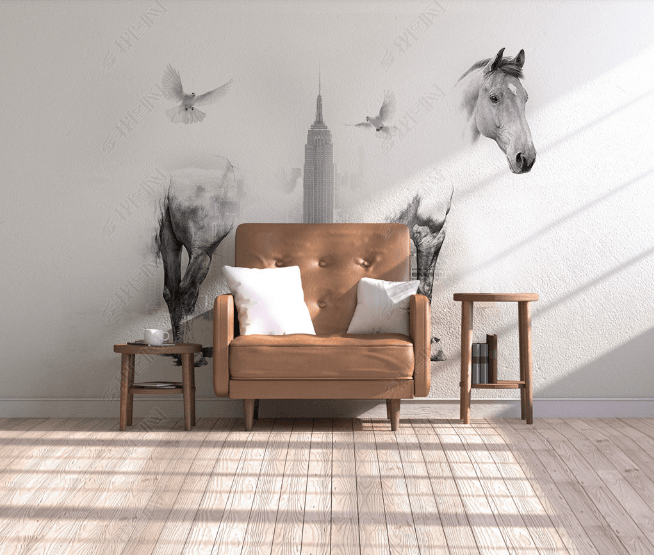 3D Abstract Grey Horse Wall Mural Wallpaper LQH 35- Jess Art Decoration