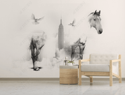 3D Abstract Grey Horse Wall Mural Wallpaper LQH 35- Jess Art Decoration