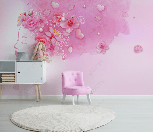 3D Watercolor Pink Woman Wall Mural Wallpaper LQH 30- Jess Art Decoration
