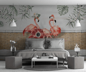 3D Tropical Leaf Flamingo Wall Mural Wallpaper LQH 49- Jess Art Decoration