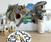 3D Broken Wall Animal Dinosaur Wall Mural Wallpaper LQH 4- Jess Art Decoration