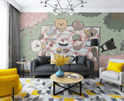 3D Hand-painted Cartoon Rabbit Picnic Wall Mural Wallpaper SWW3086- Jess Art Decoration
