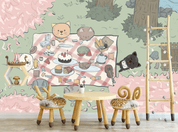 3D Hand-painted Cartoon Rabbit Picnic Wall Mural Wallpaper SWW3086- Jess Art Decoration