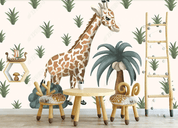 3D Hand-painted Cartoon Giraffe Wall Mural Wallpaper SWW3106- Jess Art Decoration