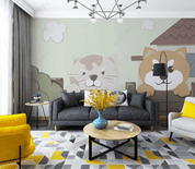 3D Hand-painted Cartoon Backyard Animal Wall Mural Wallpaper SWW3126- Jess Art Decoration