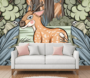 3D Hand-painted Cartoon Forest Deer Wall Mural Wallpaper SWW3131- Jess Art Decoration
