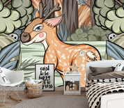 3D Hand-painted Cartoon Forest Deer Wall Mural Wallpaper SWW3131- Jess Art Decoration