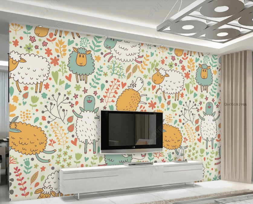 3D Vintage Animal Sheep Color Seamless Wall Mural Wallpaper SWW3148- Jess Art Decoration
