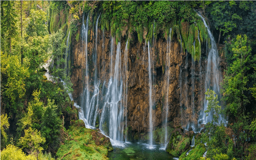 3D Waterfall Mountain Cliff Wall Mural Wallpaper SWW3158- Jess Art Decoration