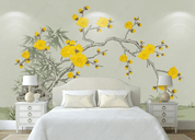 3D Yellow Plum blossom Wall Mural Wallpaper SWW3190- Jess Art Decoration