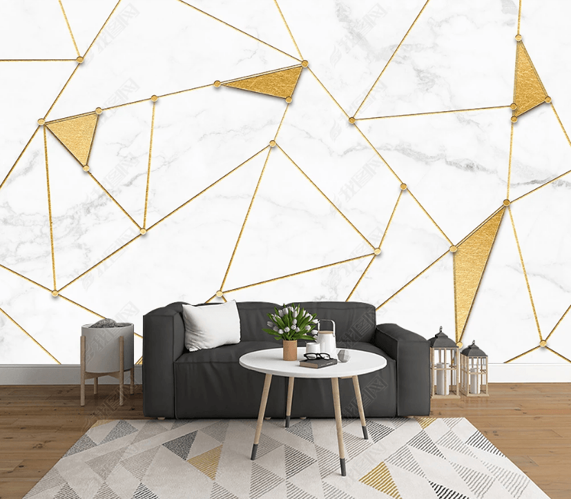 3D White Marble Geometry Triangle Wall Mural Wallpaper SWW3406- Jess Art Decoration