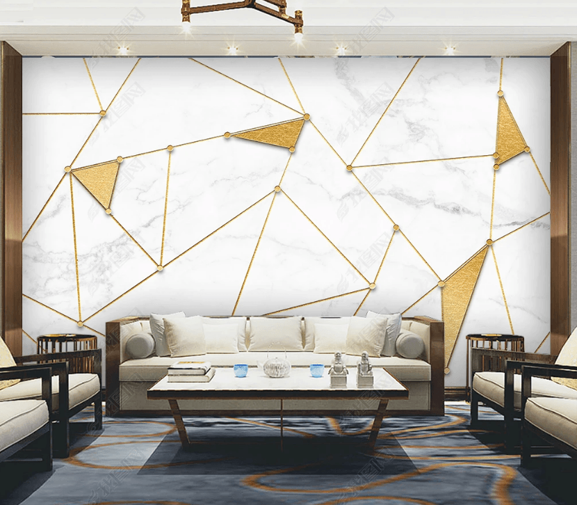3D White Marble Geometry Triangle Wall Mural Wallpaper SWW3406- Jess Art Decoration