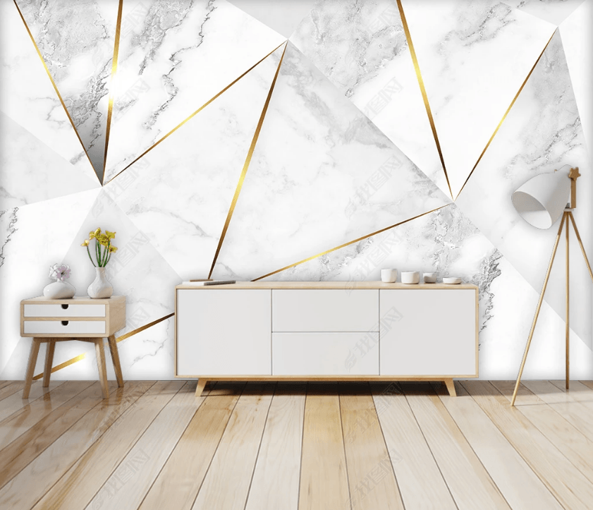 3D White Marble Geometry Triangle Wall Mural Wallpaper SWW3408- Jess Art Decoration