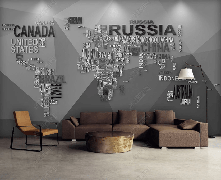 3D Modern Simplicity Grey Map Wall Mural Wallpaper SWW3412- Jess Art Decoration