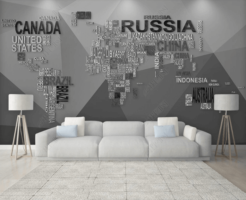3D Modern Simplicity Grey Map Wall Mural Wallpaper SWW3412- Jess Art Decoration