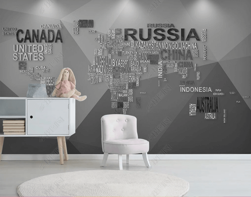 3D Modern Simplicity Grey Map Wall Mural Wallpaper SWW3412- Jess Art Decoration