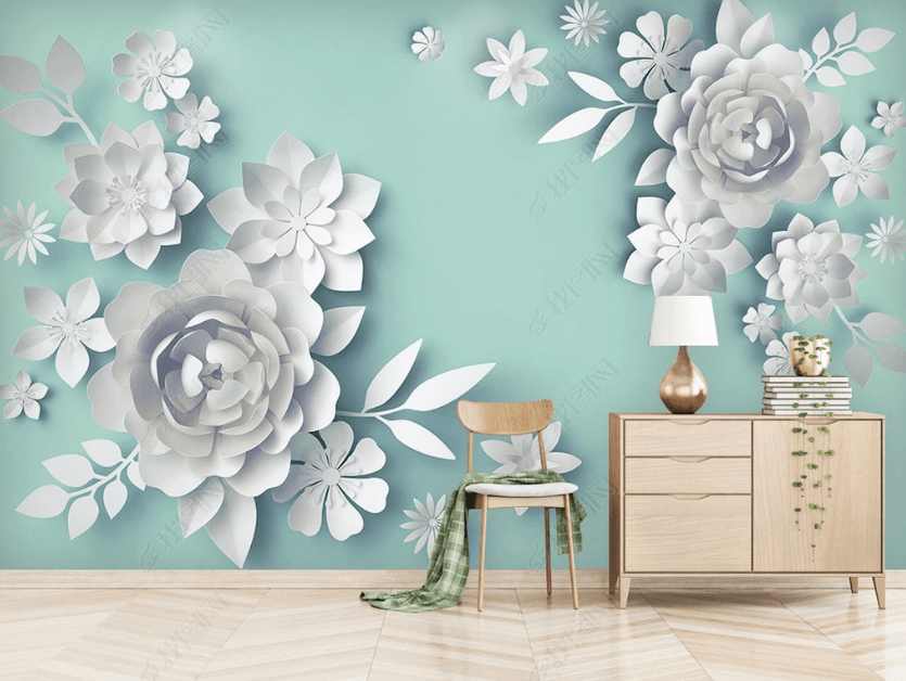 3D White Relief Floral Wall Mural Wallpaper SWW3437- Jess Art Decoration