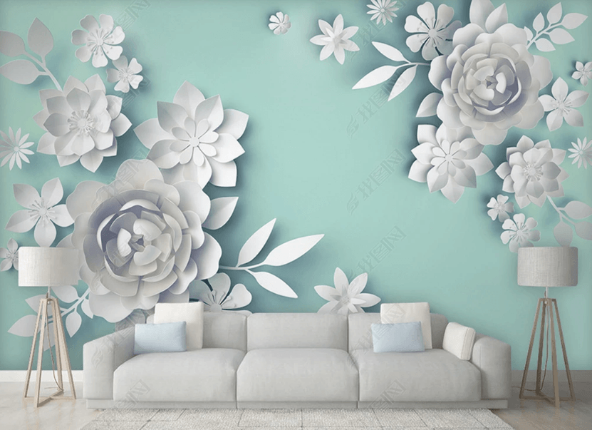 3D White Relief Floral Wall Mural Wallpaper SWW3437- Jess Art Decoration