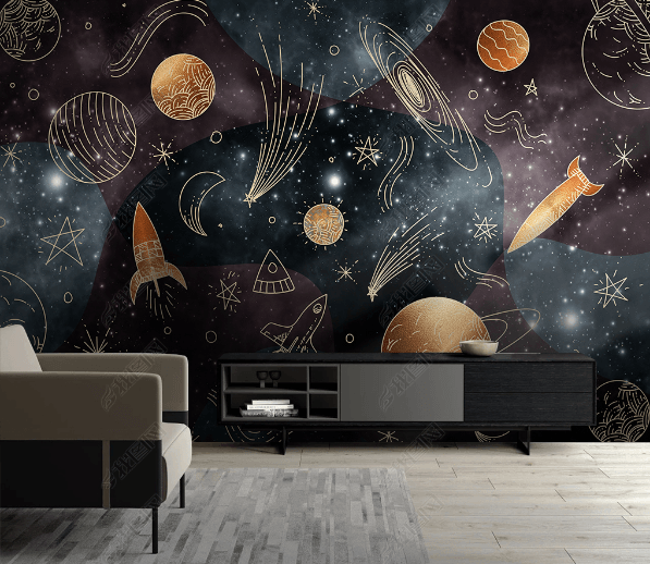 3D Space Rocket Planet Wall Mural Wallpaper LQH 178- Jess Art Decoration