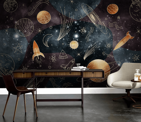 3D Space Rocket Planet Wall Mural Wallpaper LQH 178- Jess Art Decoration
