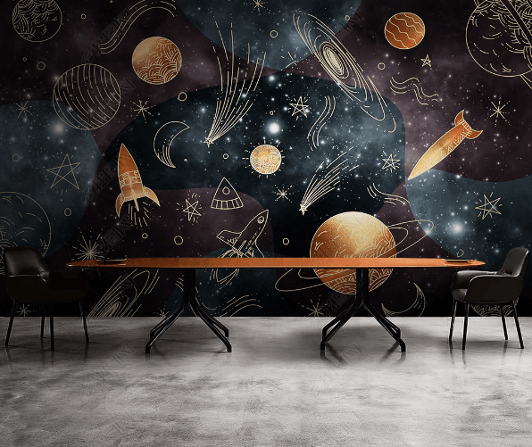 3D Space Rocket Planet Wall Mural Wallpaper LQH 178- Jess Art Decoration