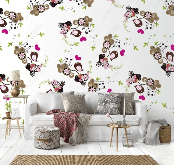 3D Hand Drawn Floral Leaves Wall Mural Wallpaper LQH 69- Jess Art Decoration
