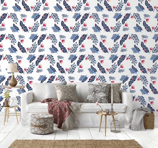 3D Hand Drawn Leaf Pattern Wall Mural Wallpaper LQH 111- Jess Art Decoration