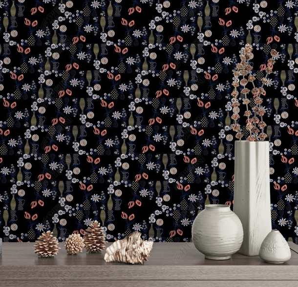 3D Hand Drawn Dark Floral Wall Mural Wallpaper LQH 54- Jess Art Decoration