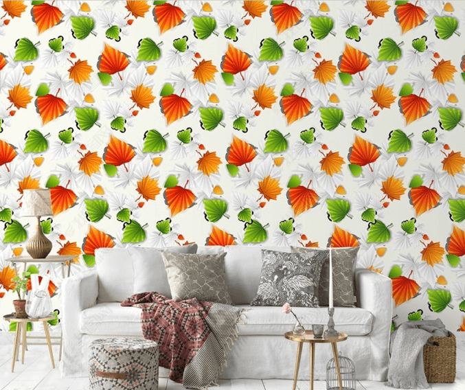 3D Watercolor Leaf Pattern Wall Mural Wallpaper LQH 48- Jess Art Decoration
