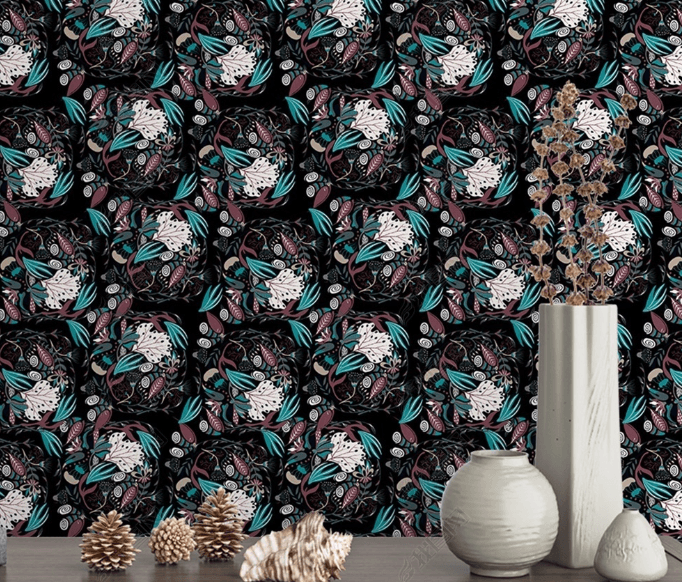 3D Hand Drawn Floral Leaves Wall Mural Wallpaper LQH 116- Jess Art Decoration