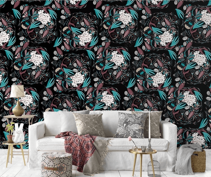 3D Hand Drawn Floral Leaves Wall Mural Wallpaper LQH 116- Jess Art Decoration