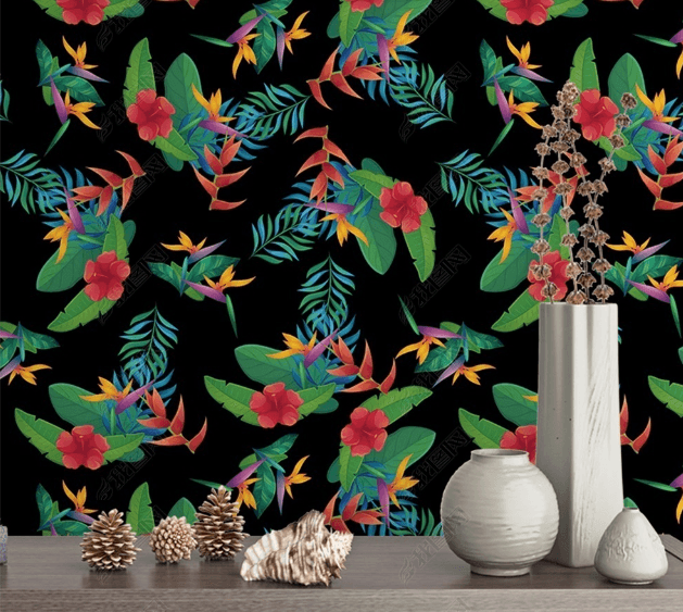 3D Tropical Floral Leaves Wall Mural Wallpaper LQH 69- Jess Art Decoration