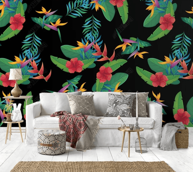 3D Tropical Floral Leaves Wall Mural Wallpaper LQH 69- Jess Art Decoration