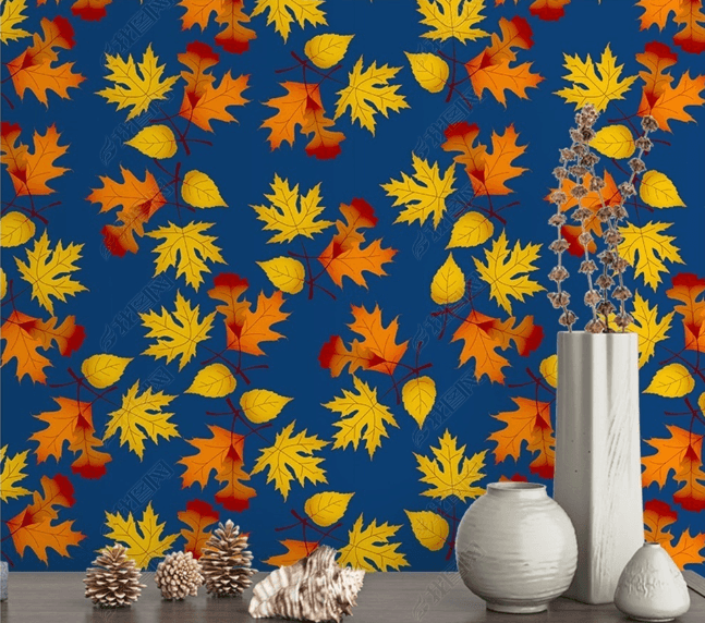 3D Hand Drawn Maple Leaf Wall Mural Wallpaper LQH 57- Jess Art Decoration