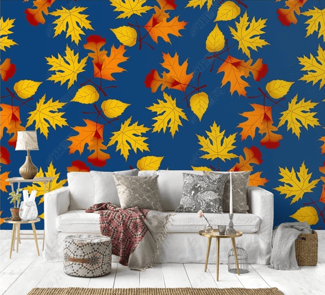 3D Hand Drawn Maple Leaf Wall Mural Wallpaper LQH 57- Jess Art Decoration